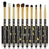 Docolor Brochas de Maquillaje Ojos Profesional 10Pcs Juego de Pinceles para Difuminar Cejas con Estampado de Calaveras Maquillaje de Sombra de Ojos Gótico