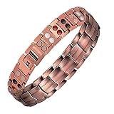 JFUME Pulseras de cobre puro para hombres regalo para hombres o mujeres con herramienta de extracción de eslabones gratis 22cm