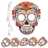 EXCEART 6 Piezas Máscara De Papel Del Día De Los Muertos Mexicano Hecho a Mano Diy Mascarada Decoración De Rendimiento Máscara De Calavera De Terror 6 Piezas Calavera De Papel Paseo México