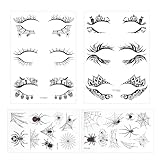 4 Hojas de Pegatinas de Sombra Ojos Halloween, Telaraña & Calavera & Murciélago Tatuajes Temporales Impermeables Delineador Falso para Maquillaje Facial Mujer Fiesta Disfraz Cosplay
