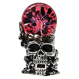 OIFMKC Escultura Escultura de Cristal con Cabeza de Calavera mágica, Estatua de Bola de Plasma de relámpago, Figura de Acento Decorativo con Cabeza de Calavera de Vampiro Sensible al