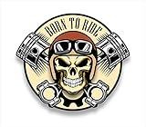 Pegatina Moto Born to Ride - Sticker Calavera Vinilo Adhesivo Casco Moto
