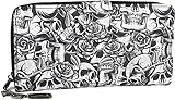 styleBREAKER Billetera para Mujeres con Estampado de Calaveras, Cremallera y botón a presión, Monedero 02040151, Color:Negro-Blanco