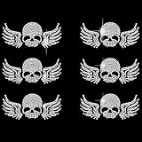 SUPERDANT Rhinestone Hotfix para planchar con alas de calavera en camiseta de strass transferencia para planchar esqueleto de cristal Stras Hotfix parche de transferencia para ropa DIY arte 6 piezas