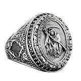 KAMBO Anillo de calavera con diseño de muerte – Anillo de plata de ley 925 – Joyería gótica hecha a mano para hombre, 10.5, Plata de ley, Sin piedras preciosas