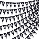 3 Juegos de Banderas de Pirata de Halloween Bandera de Jack Rackham Bandera de Pirata de Calavera Espeluznante Harapienta Bandera Vertical de Hueso Calavera para Cumpleaños, 60 Banderas