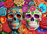 Puzzle de 1000 piezas, puzle para adultos, rompecabezas imposible, rompecabezas colorido, juego de mesa, colorido, flores, calaveras, 1000 rompecabezas de decoración para el hogar