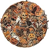 50 calcomanías góticas retro de Halloween – Horrible Calabaza y Calavera Tema de vinilo impermeable para niños, jóvenes y adultos, recuerdos y regalos de fiesta