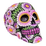 Nemesis Now Sugar Petal Skull Figura Decorativa de 15 cm, con diseño de Calavera con Flores, Negra